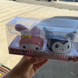 My Melody & Kuromi Ceramic Salt & Pepper Shaker Set - Pink and Black